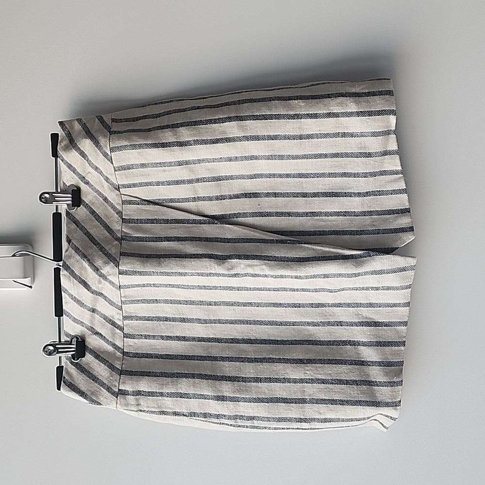 J. Crew Pinstripe 100% Linen Asymmetrical Tulip Skirt
